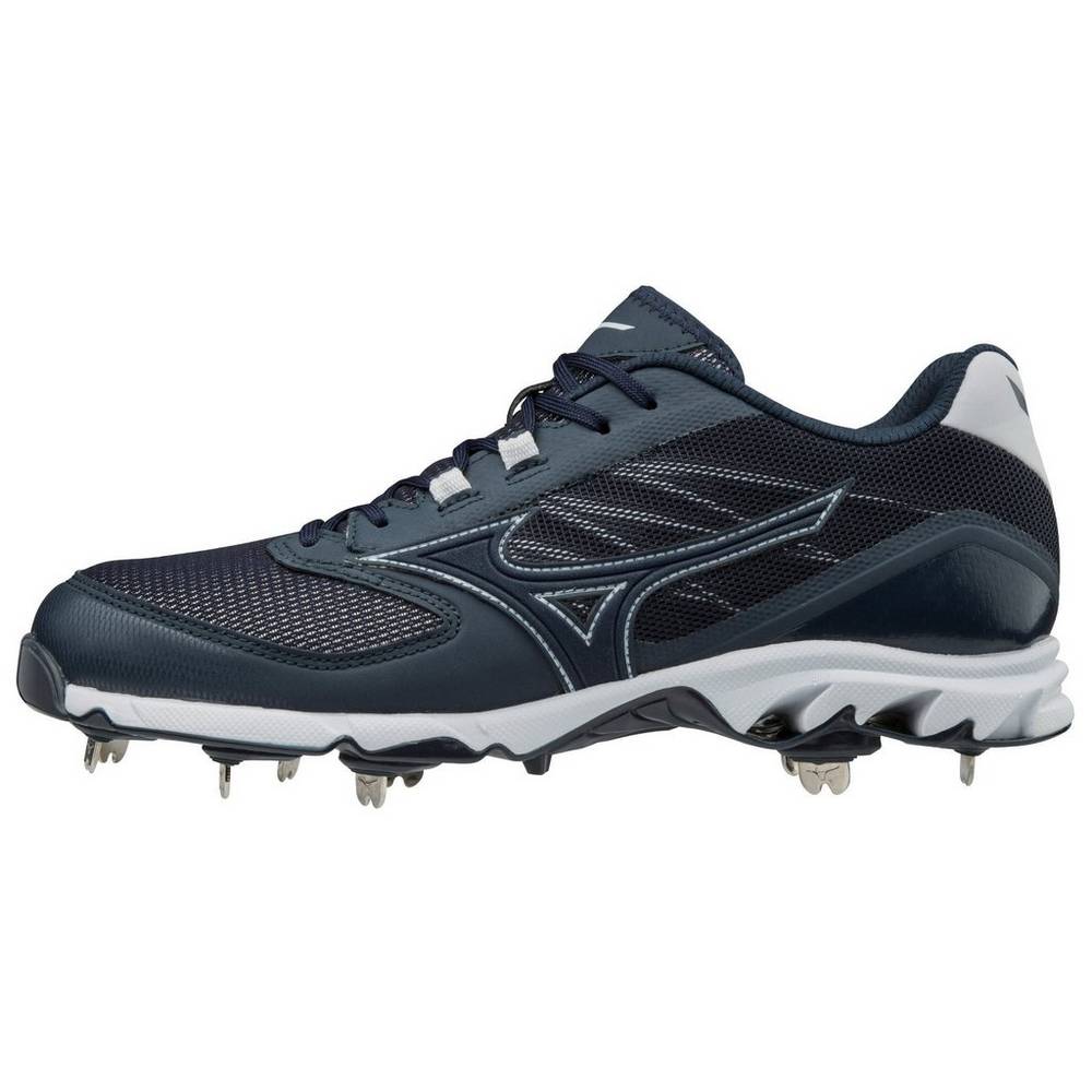 Mizuno Men's 9-Spike Dominant 2 Low Metal Baseball Cleats Navy/White (320561-QIS)